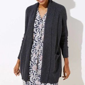 NWT Loft Textured Shawl Pocket Open Cardigan Small Grey